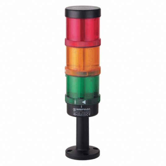 WERMA Tower Light Assembly 3 Lights, Green/Red/Yellow, Flashing/Steady