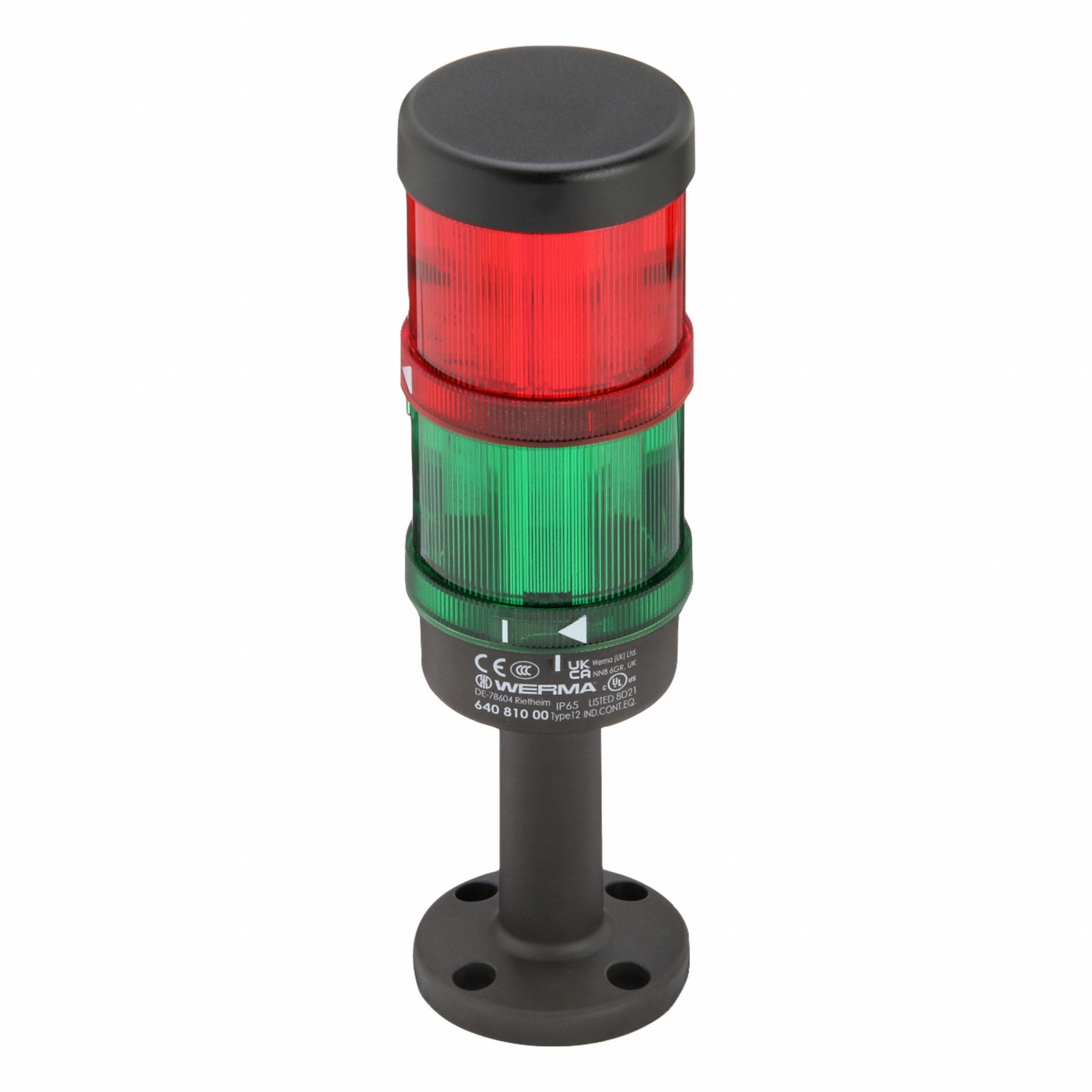 WERMA, 2 Tier, Green/Red, Tower Light Assembly - 452T56