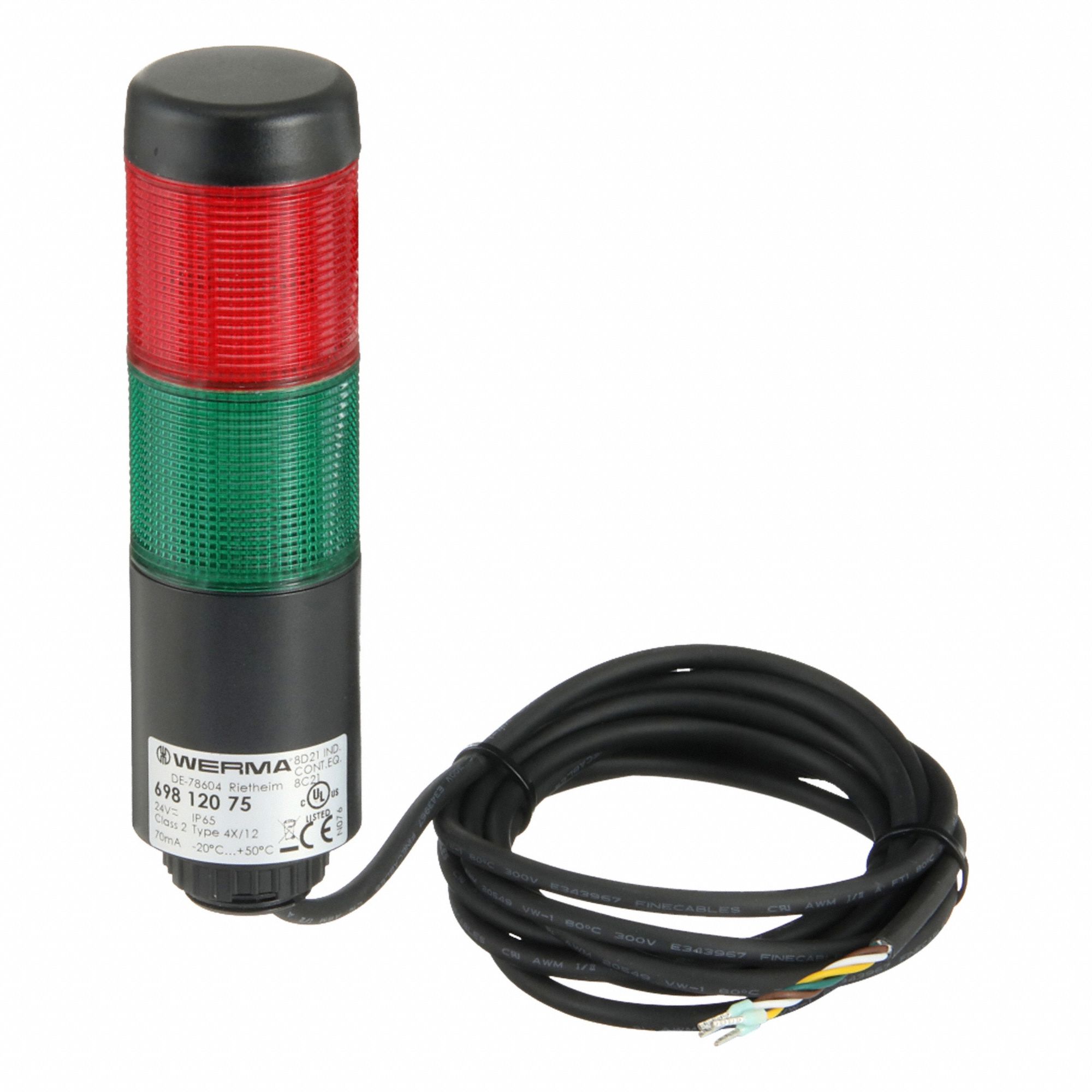 WERMA, 2 Tier, Green/Red, Tower Light Assembly - 452U07 WERMA, 2 Tier, Green/Red, Tower Light Assembly - 452U07