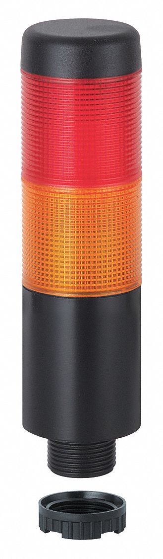 Tower Light Assembly: 2 Tier, Red/Yellow, No Sounder Tier, 141 mm Overall Ht, Steady, 69813075