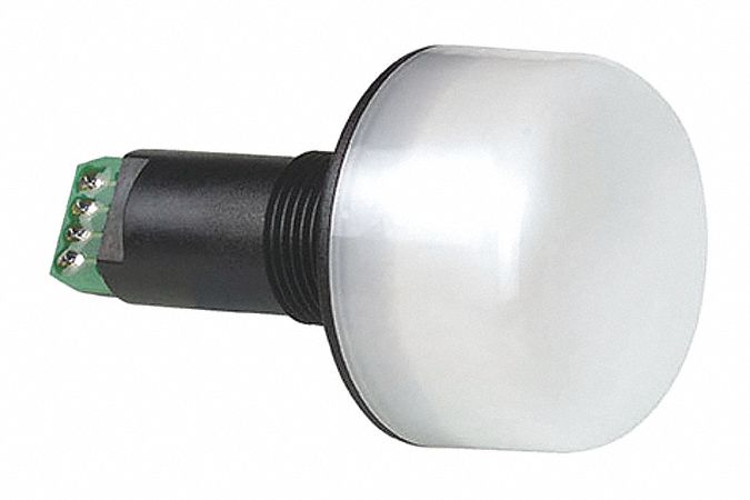 Warning Light: Clear, LED, M22 Thread, 24V DC, 1 31/32 in Overall Dia, 3 1/2 in Overall Ht