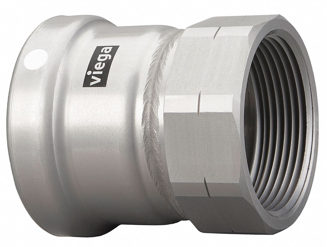 VIEGA MEGAPRESS Adapter Zinc NickelPlated Carbon Steel, PressFit x FNPT, 4 in Pipe Size, FKM