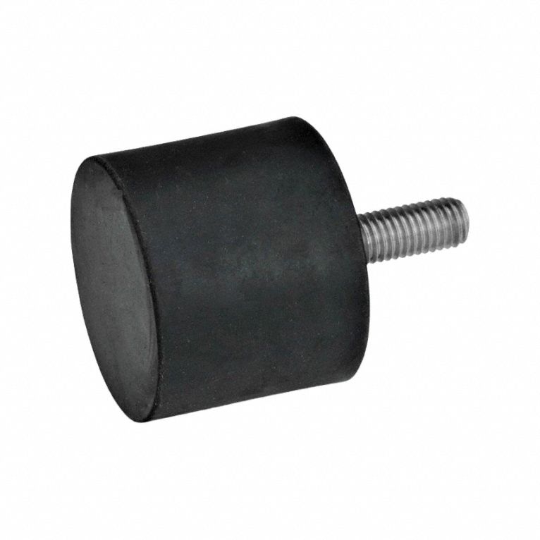 Vibration-Isolating Mount: Cylindrical, Natural Rubber, Male x Non-Threaded Style