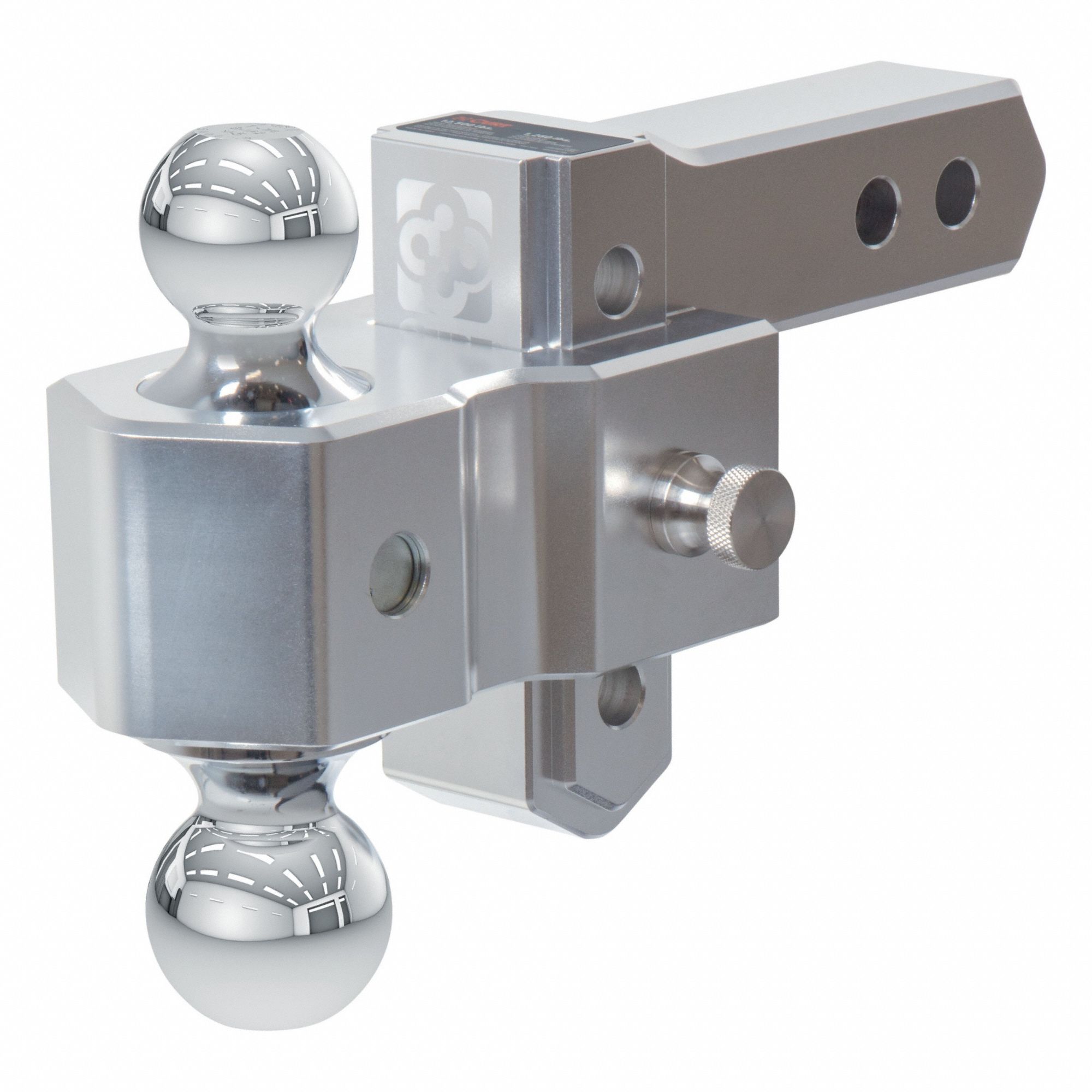 Dual Ball Mount: 2 5/16 in Compatible Ball Shank Dia, 2 in_2 5/16 in Ball Dia, Aluminum/Steel