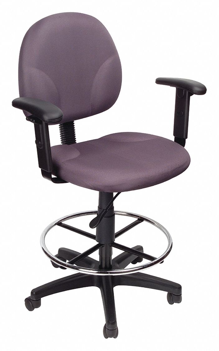 GRAINGER APPROVED Drafting Chair, Drafting Chair, Gray, Fabric, 27 in