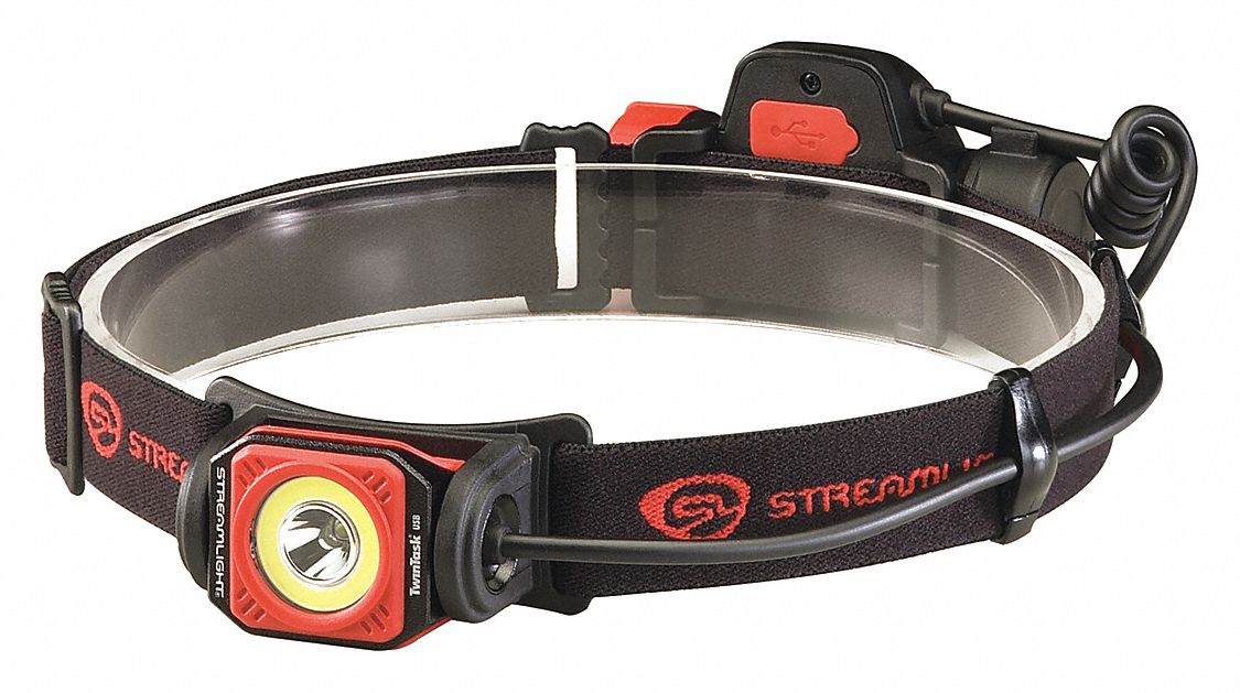 RECHARGEABLE HEADLAMP, 375 LUMENS, 20 HOUR RUN TIME, HIGH/LOW/MEDIUM, RED