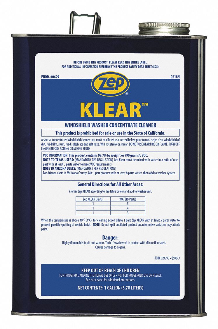 ZEP, Concentrate, Windshield Washer Fluid, Windshield Washer 453D22