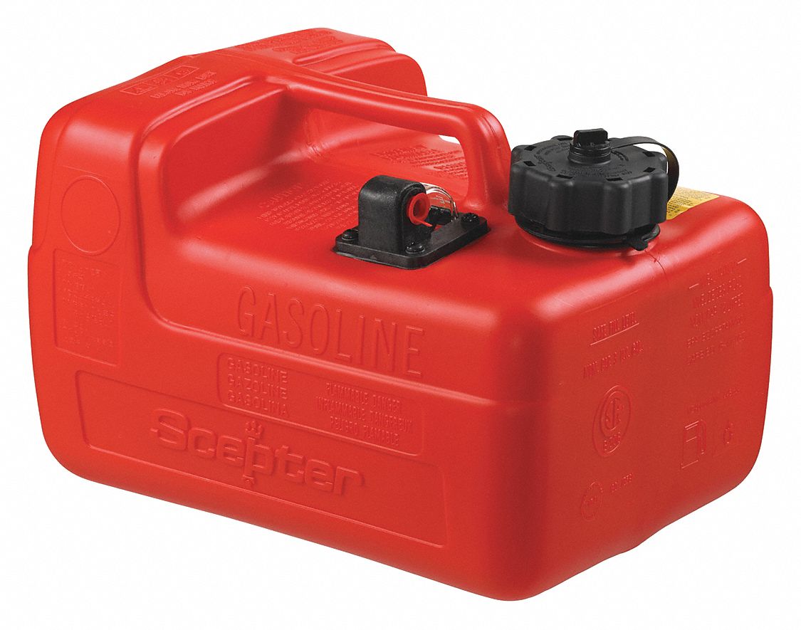 Portable Fuel Tank,  Red,  Plastic,  3.2 gal Capacity,  9 in Height,  10.5 in Width