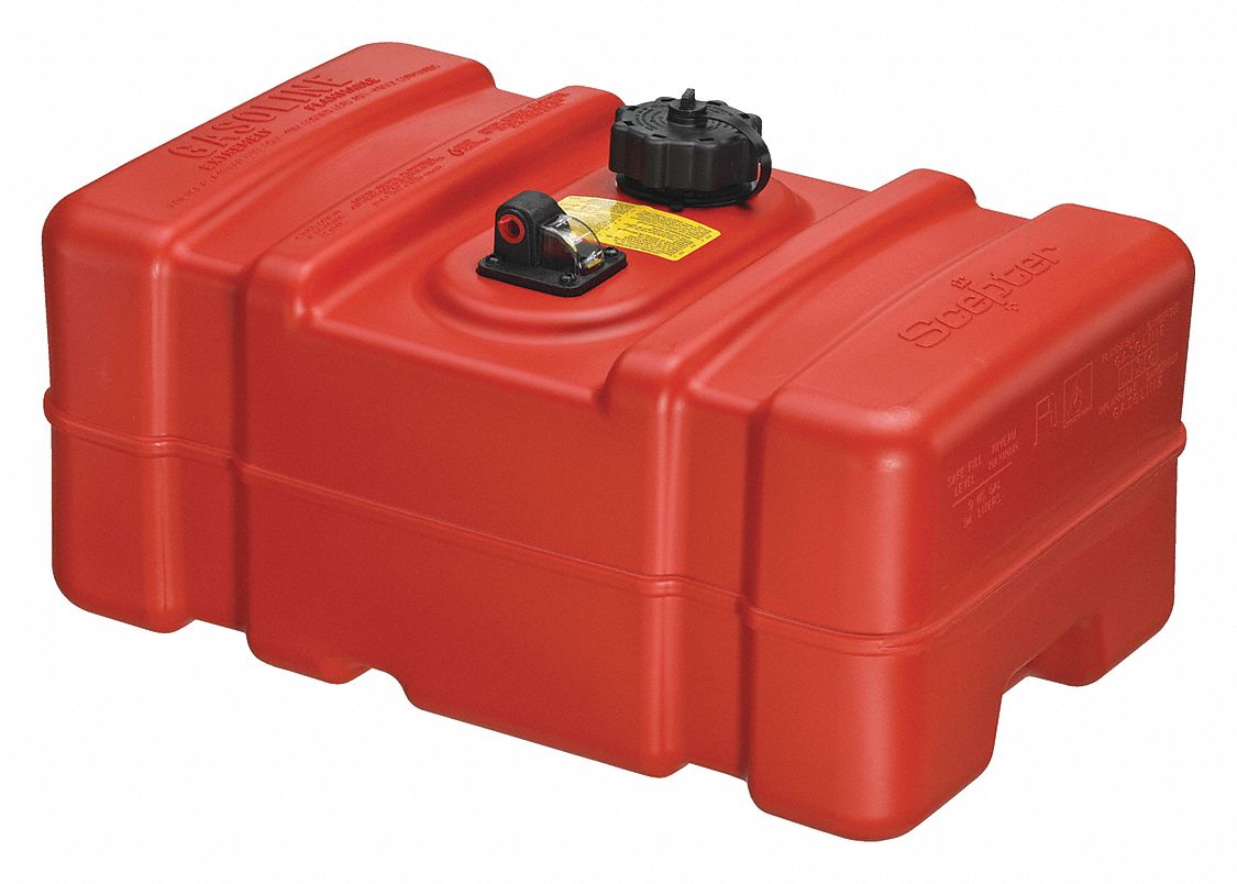 Portable Fuel Tank,  Red,  Plastic,  9 gal Capacity,  11.75 in Height,  14.3 in Width