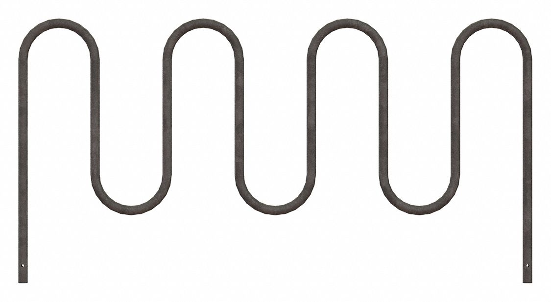 Bike Rack: Wave Rack, 9 Bikes, Galvanized, Steel, 10 3/4 in Slot Wd, 36 in Overall Ht, In-Ground