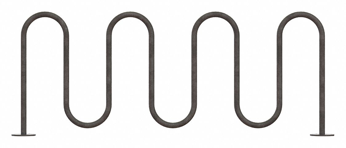 Bike Rack: Wave Rack, 9 Bikes, Galvanized, Steel, 10 3/4 in Slot Wd, 36 in Overall Ht, Surface