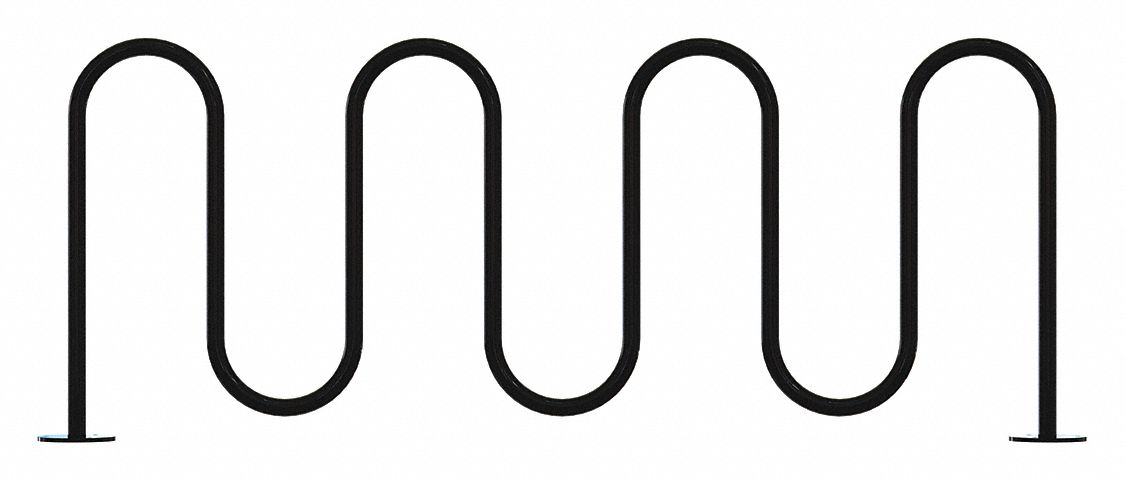 Bike Rack: Wave Rack, 9 Bikes, Powder Coated, Steel, 10 3/4 in Slot Wd, 36 in Overall Ht, Surface