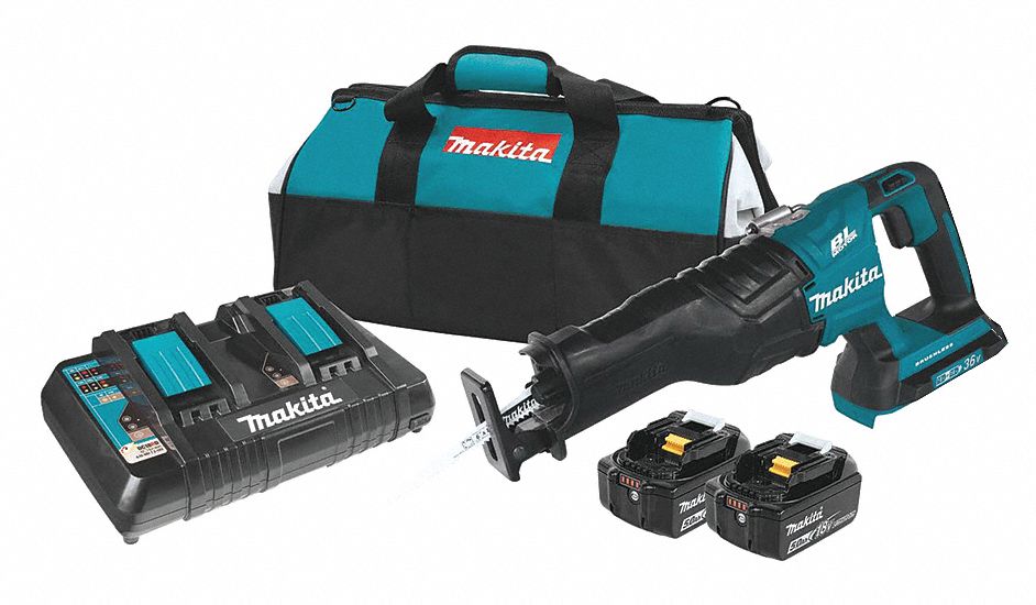 Reciprocating Saw Kit: 2 Batteries, 1 Charger, 1 1/4 in Stroke Lg, Straight, Brushless, LXT®