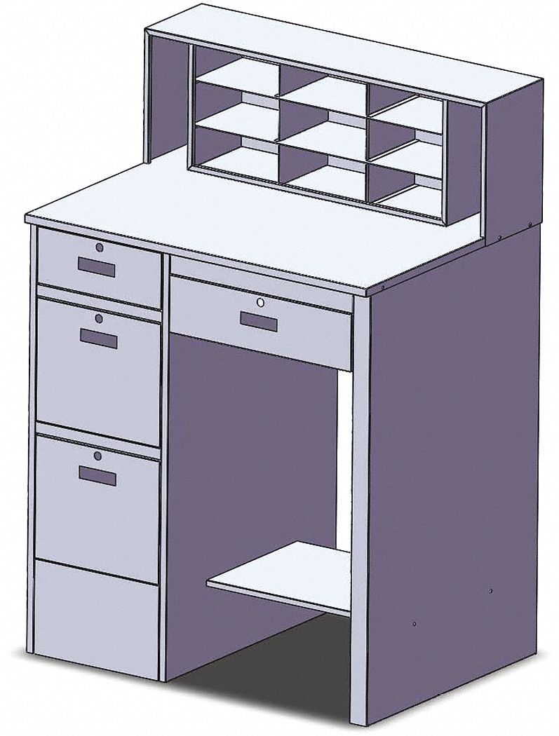 SHOP DESK PEDESTAL PANEL DESK 39 IN X 29 IN X 56 IN 4 DRAWERS 1 SHELF