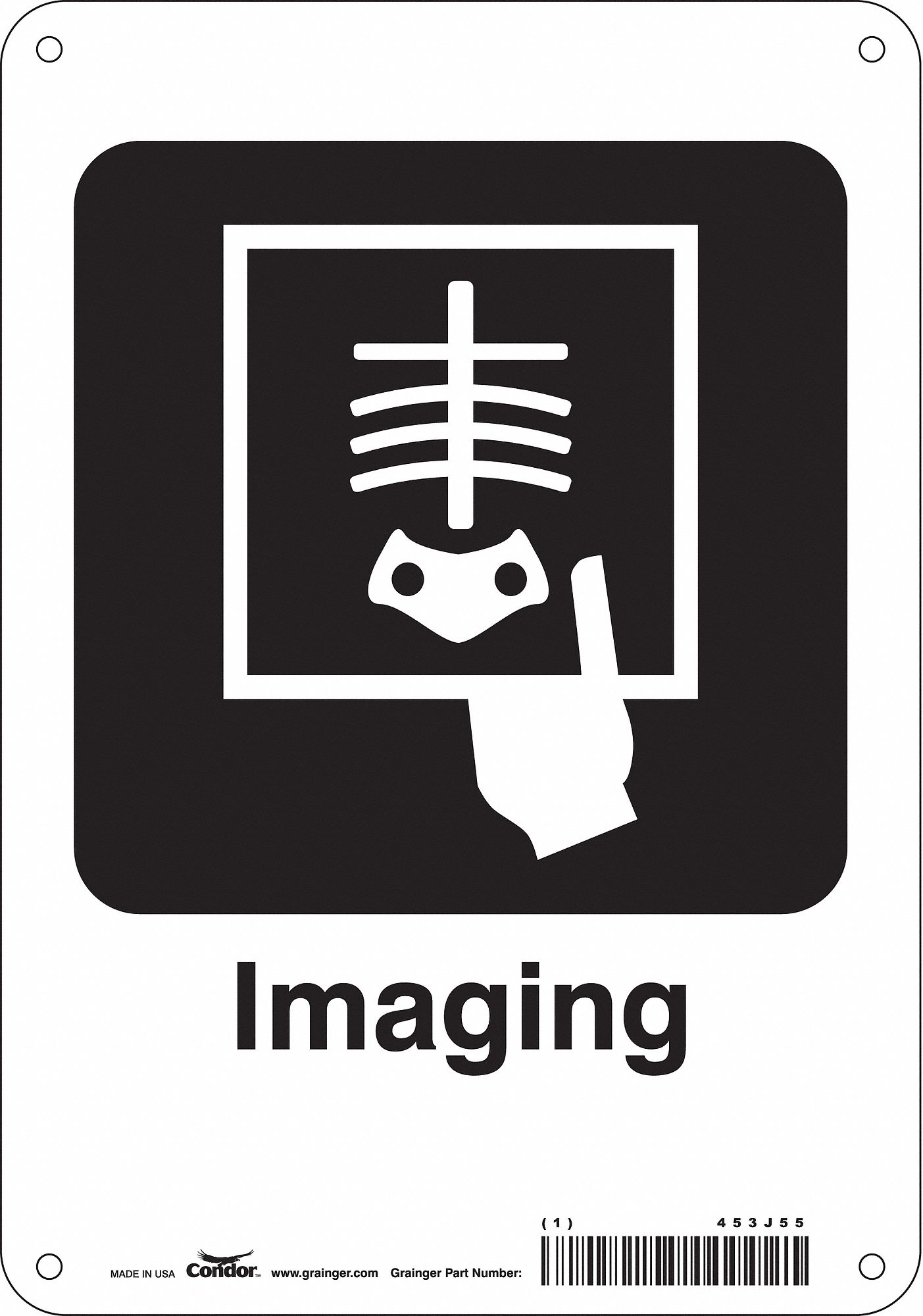 Safety Sign: Polyethylene, Mounting Holes Sign Mounting, 10 in x 7 in Nominal Sign Size, Imaging