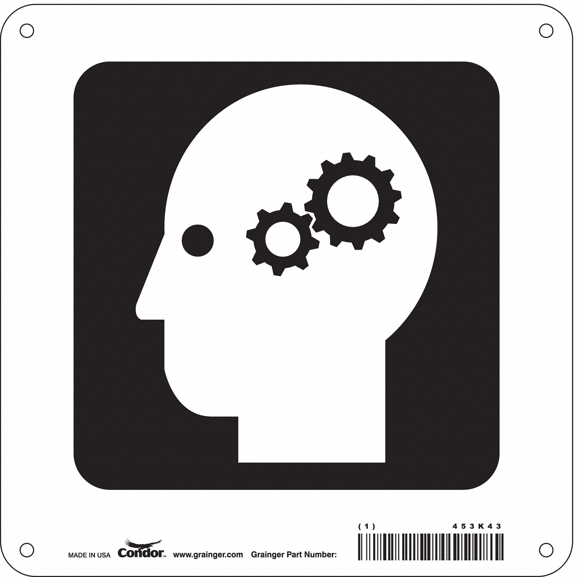 Safety Sign: Polyethylene, Mounting Holes Sign Mounting, 8 in x 8 in Nominal Sign Size, No Header