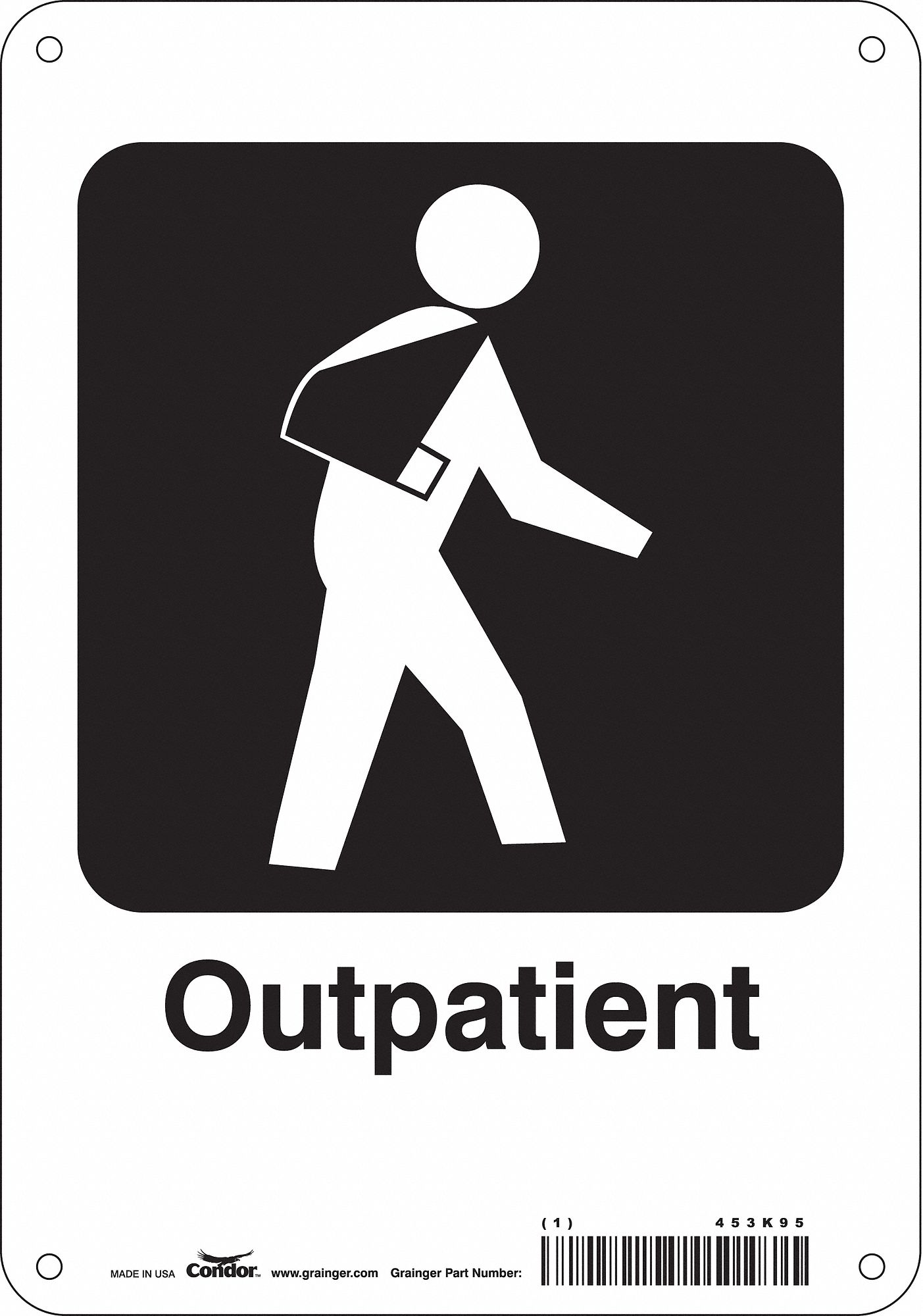 Safety Sign: Aluminum, Mounting Holes Sign Mounting, 10 in x 7 in Nominal Sign Size, 0.032 in Thick
