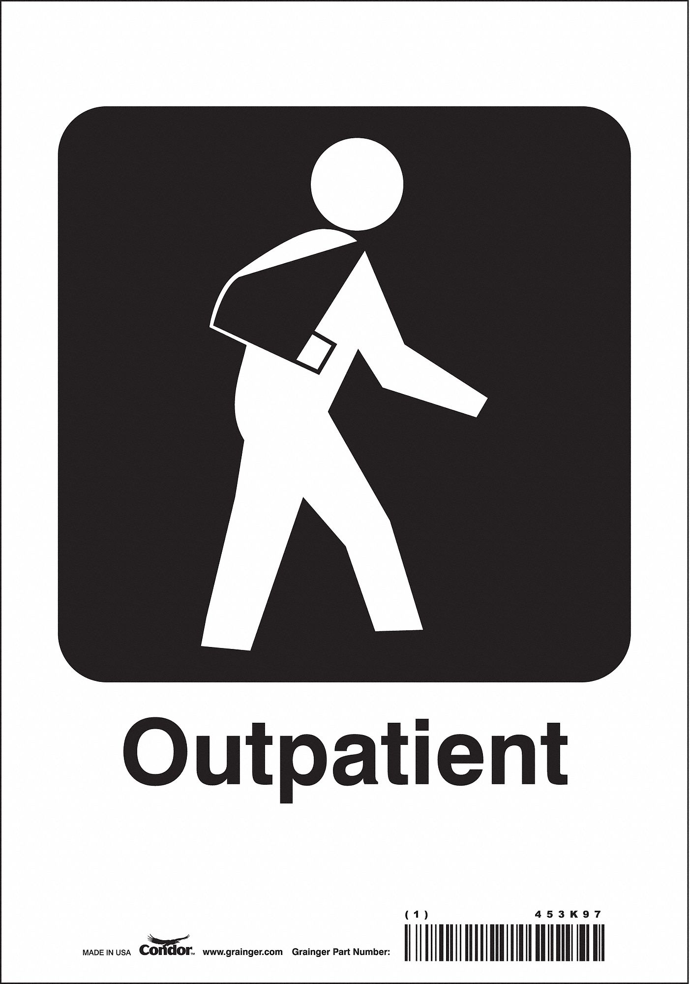 Safety Sign: Vinyl, Adhesive Sign Mounting, 10 in x 7 in Nominal Sign Size, Not Retroreflective
