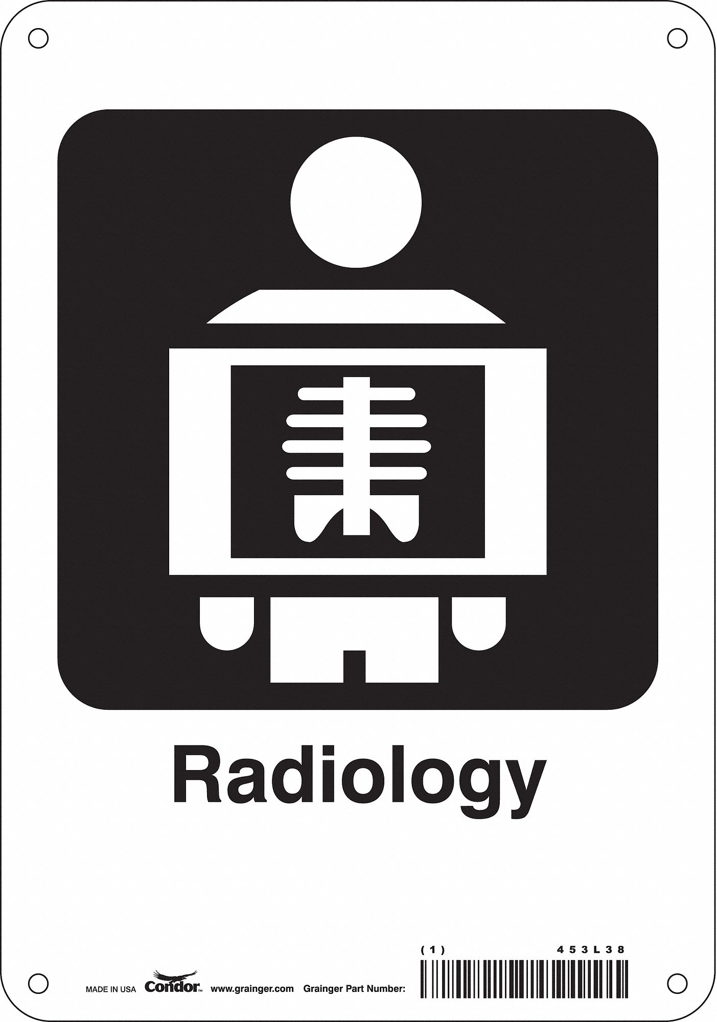 Safety Sign: Aluminum, Mounting Holes Sign Mounting, 10 in x 7 in Nominal Sign Size, 0.032 in Thick