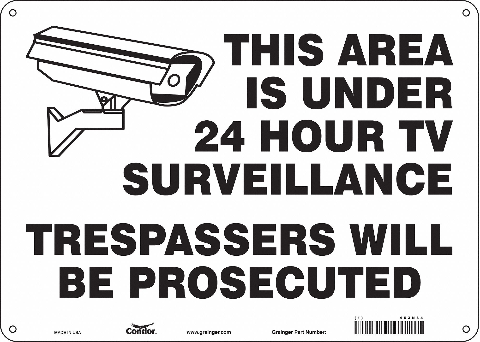 SAFETY SIGN, PE, HOLE MOUNT, 10 X 14 IN, NO HEADER, EMERGENCY EXIT ONLY SECURITY ALARM WILL SOUND IF DOOR IS OPENED