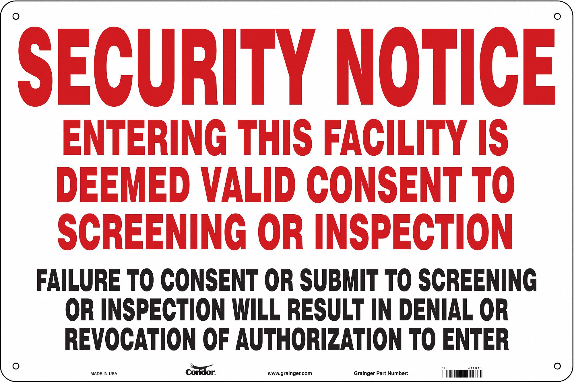 Safety Sign, 24 in x 36 in, Aluminum