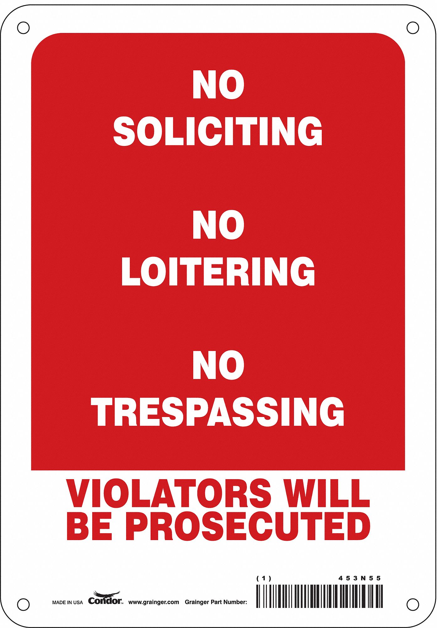 Safety Sign: Polyethylene, Mounting Holes Sign Mounting, 10 in x 7 in Nominal Sign Size