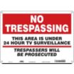 No Trespassing: This Area Is Under 24 Hour Tv Surveillance Trespassers Will Be Prosecuted Signs