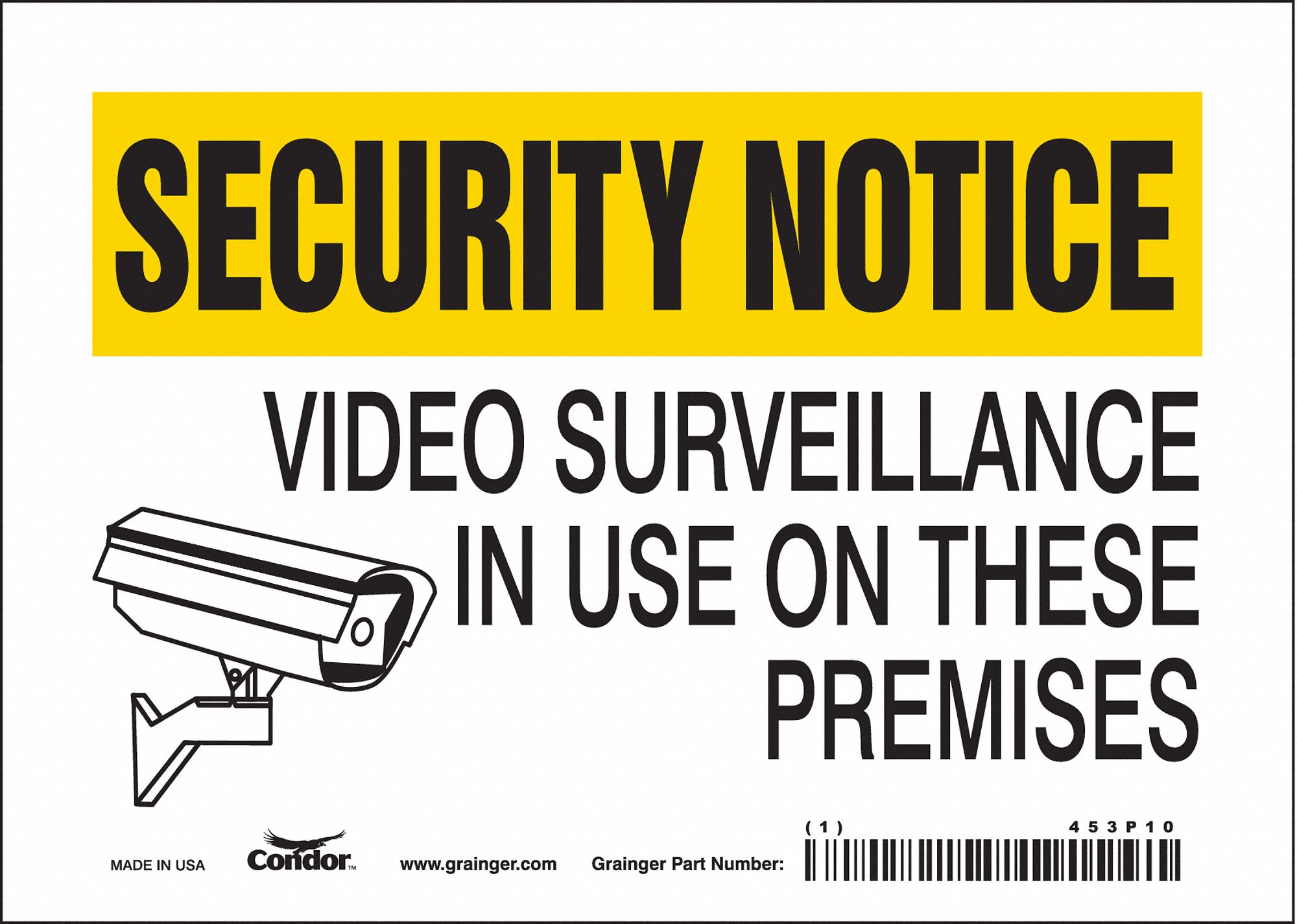 CONDOR Security Sign, Video Surveillance In Use On These Premises, Sign