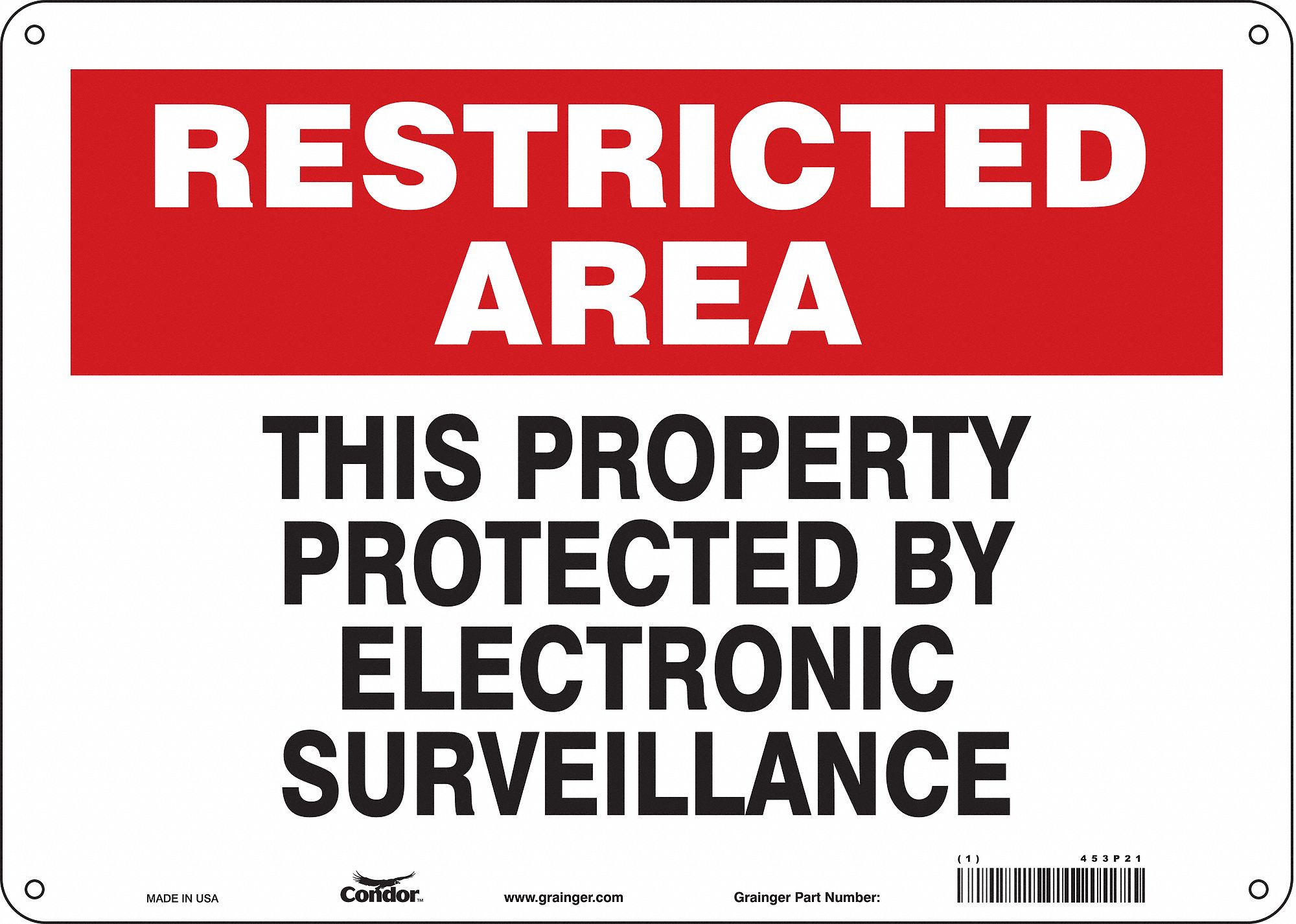 Safety Sign: Aluminum, Mounting Holes Sign Mounting, 10 in x 14 in Nominal Sign Size, 0.032 in Thick