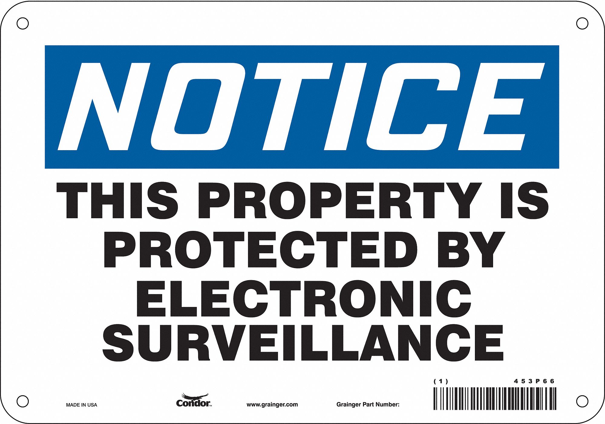 Safety Sign: Aluminum, Mounting Holes Sign Mounting, 7 in x 10 in Nominal Sign Size, 0.032 in Thick