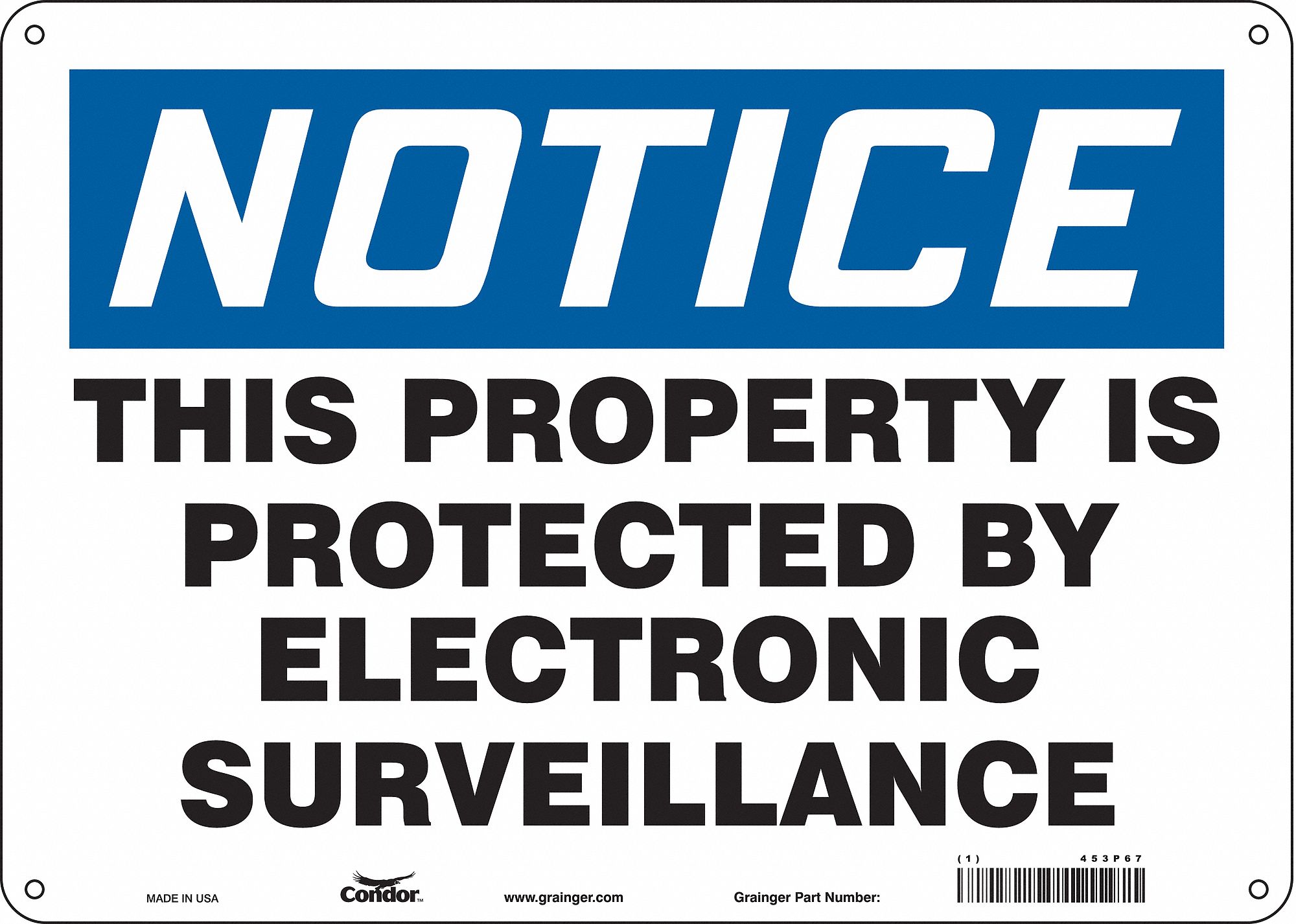 Safety Sign: Aluminum, Mounting Holes Sign Mounting, 10 in x 14 in Nominal Sign Size, 0.032 in Thick
