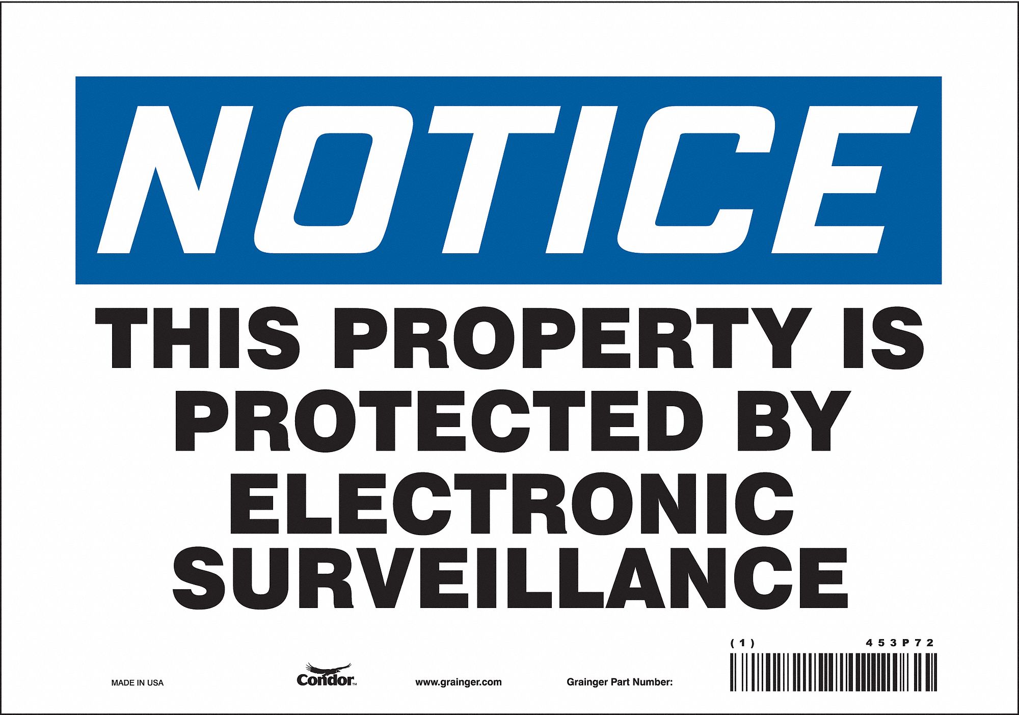 Safety Sign: Vinyl, Adhesive Sign Mounting, 7 in x 10 in Nominal Sign Size, Not Retroreflective