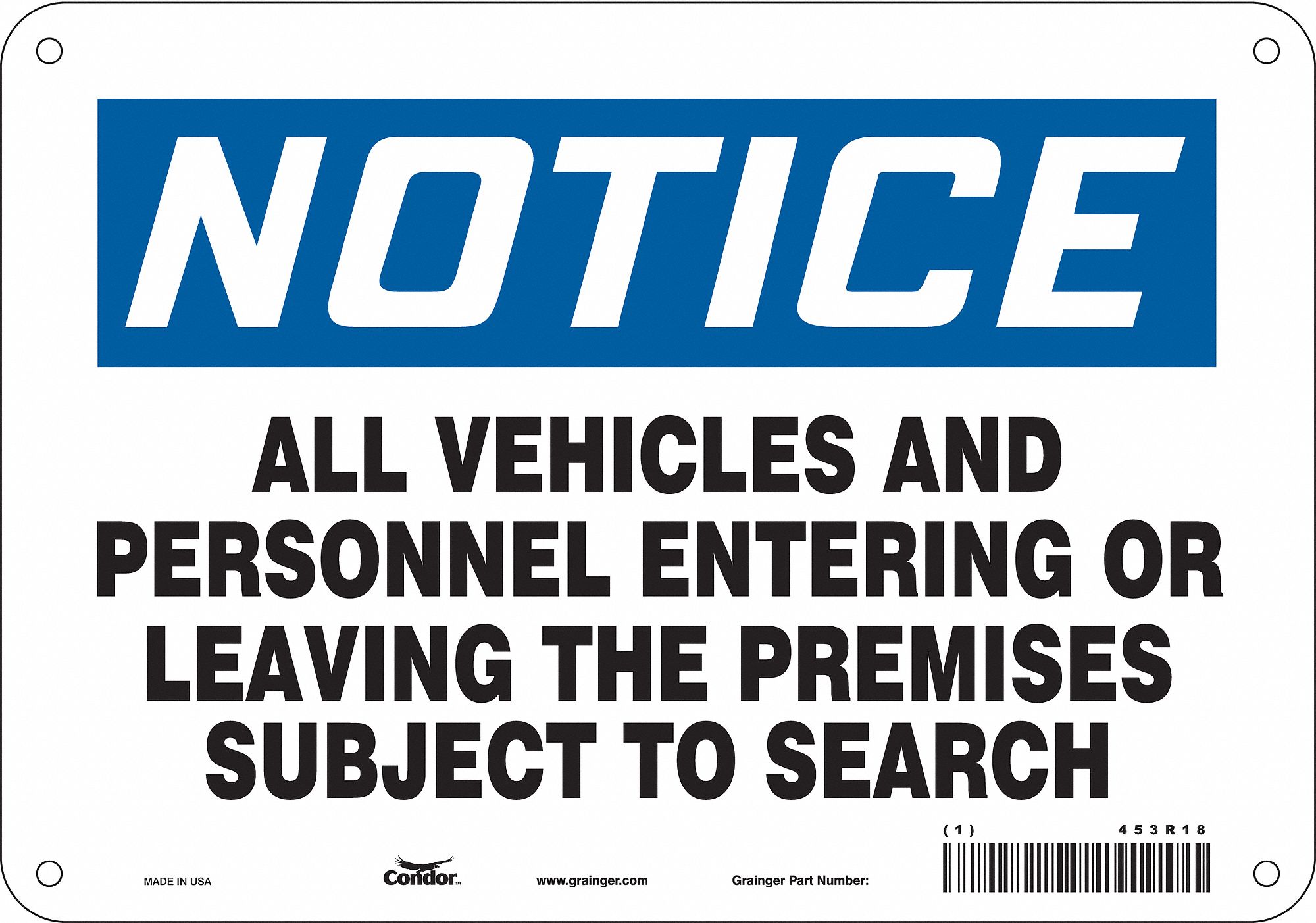 Safety Sign, 7 in x 10 in, Aluminum
