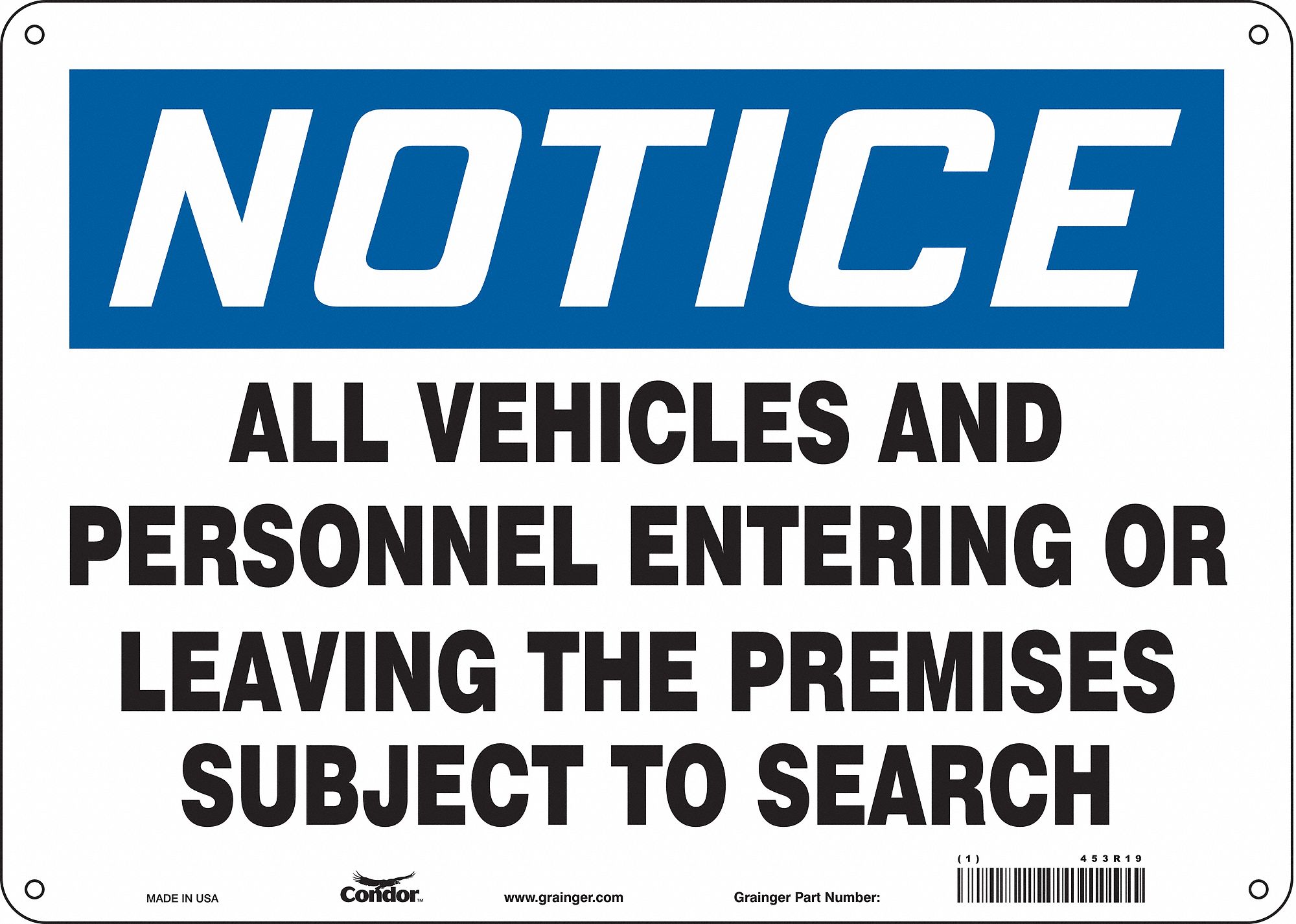 Safety Sign, 10 in x 14 in, Aluminum