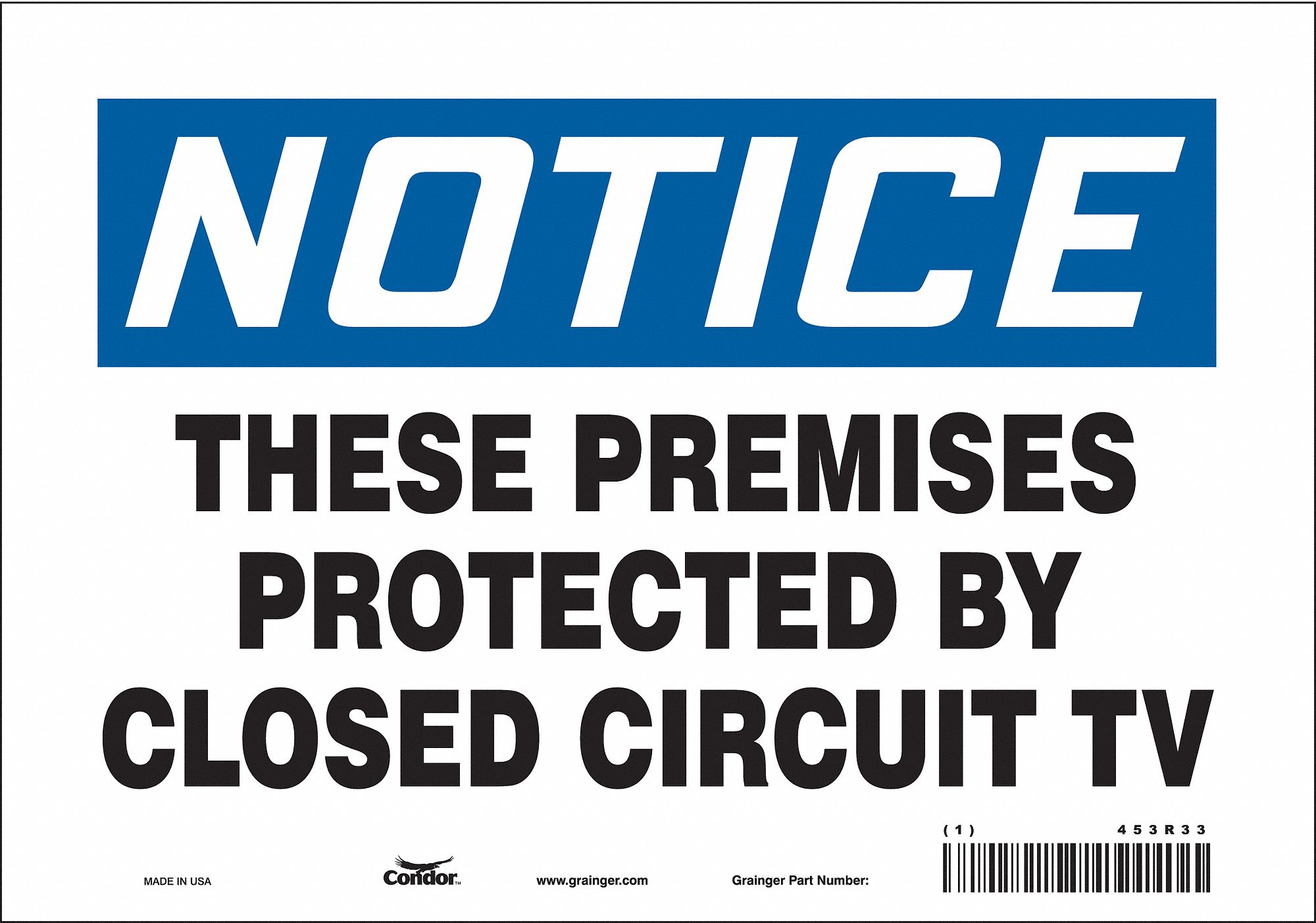 SAFETY SIGN, VINYL, ADHESIVE MOUNT, 7 X 10 IN, NOT RETROREFLECTIVE, THESE PREMISES PROTECTED BY CLOSED CIRCUIT TV