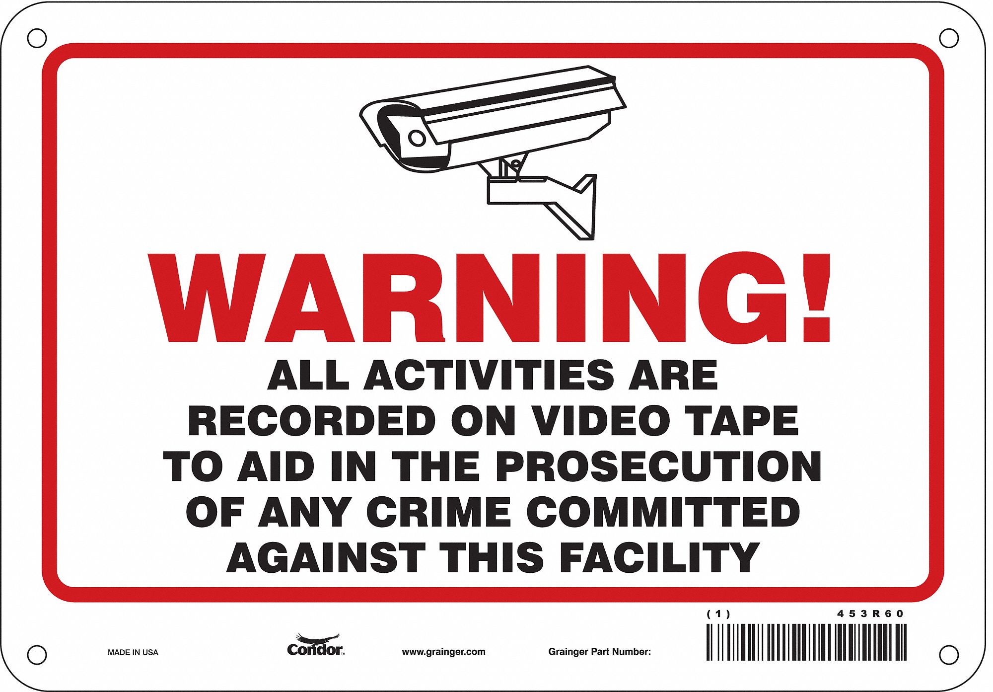 Safety Sign: Aluminum, Mounting Holes Sign Mounting, 7 in x 10 in Nominal Sign Size, 0.032 in Thick