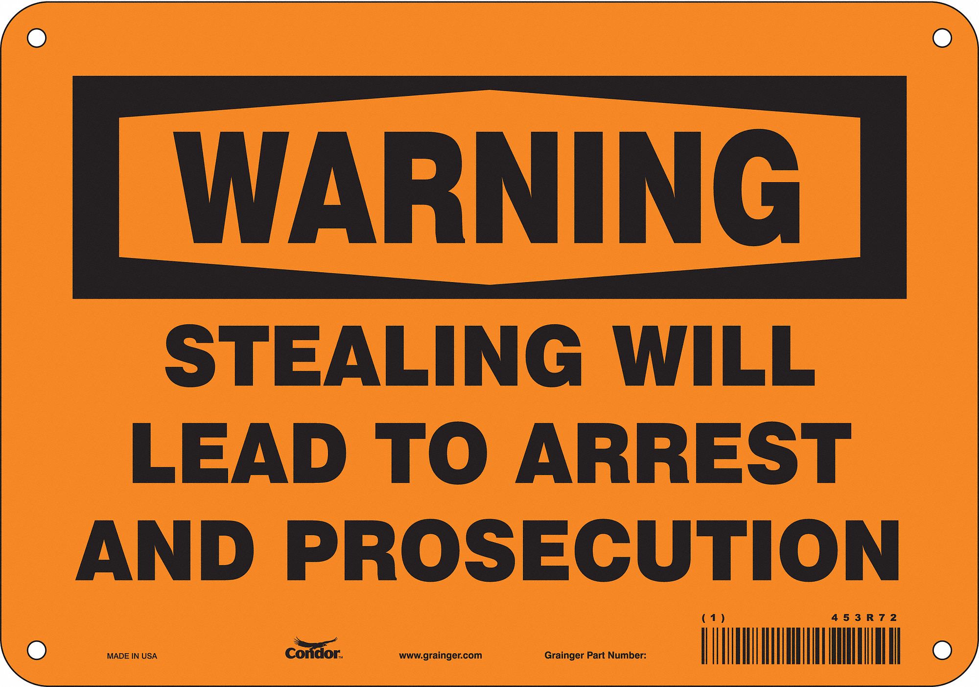 Safety Sign: Aluminum, Mounting Holes Sign Mounting, 7 in x 10 in Nominal Sign Size, 0.032 in Thick