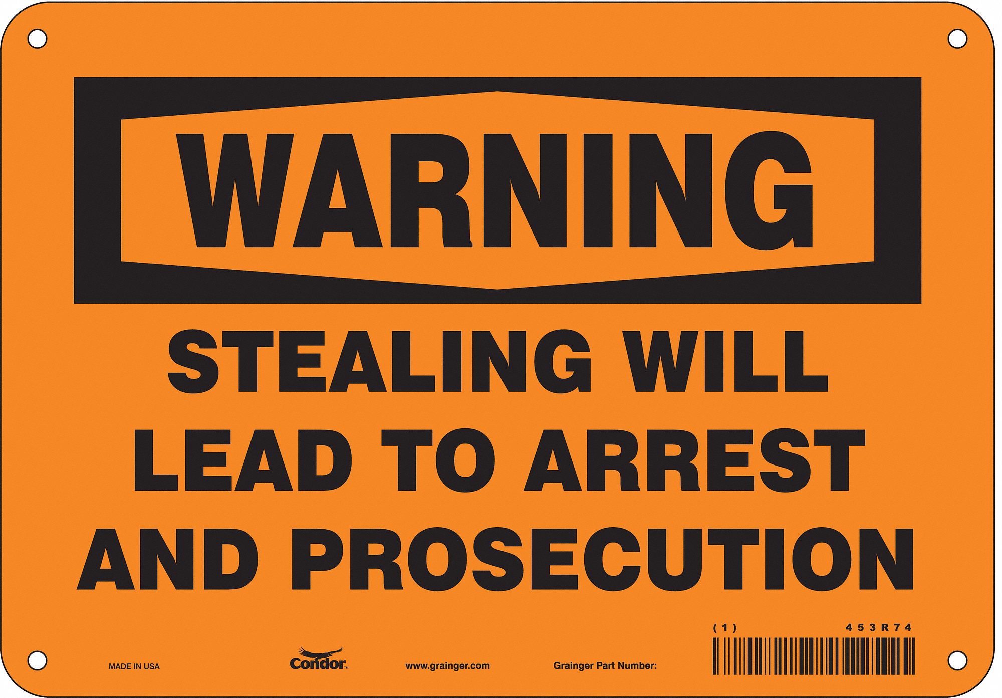 Safety Sign: Polyethylene, Mounting Holes Sign Mounting, 7 in x 10 in Nominal Sign Size