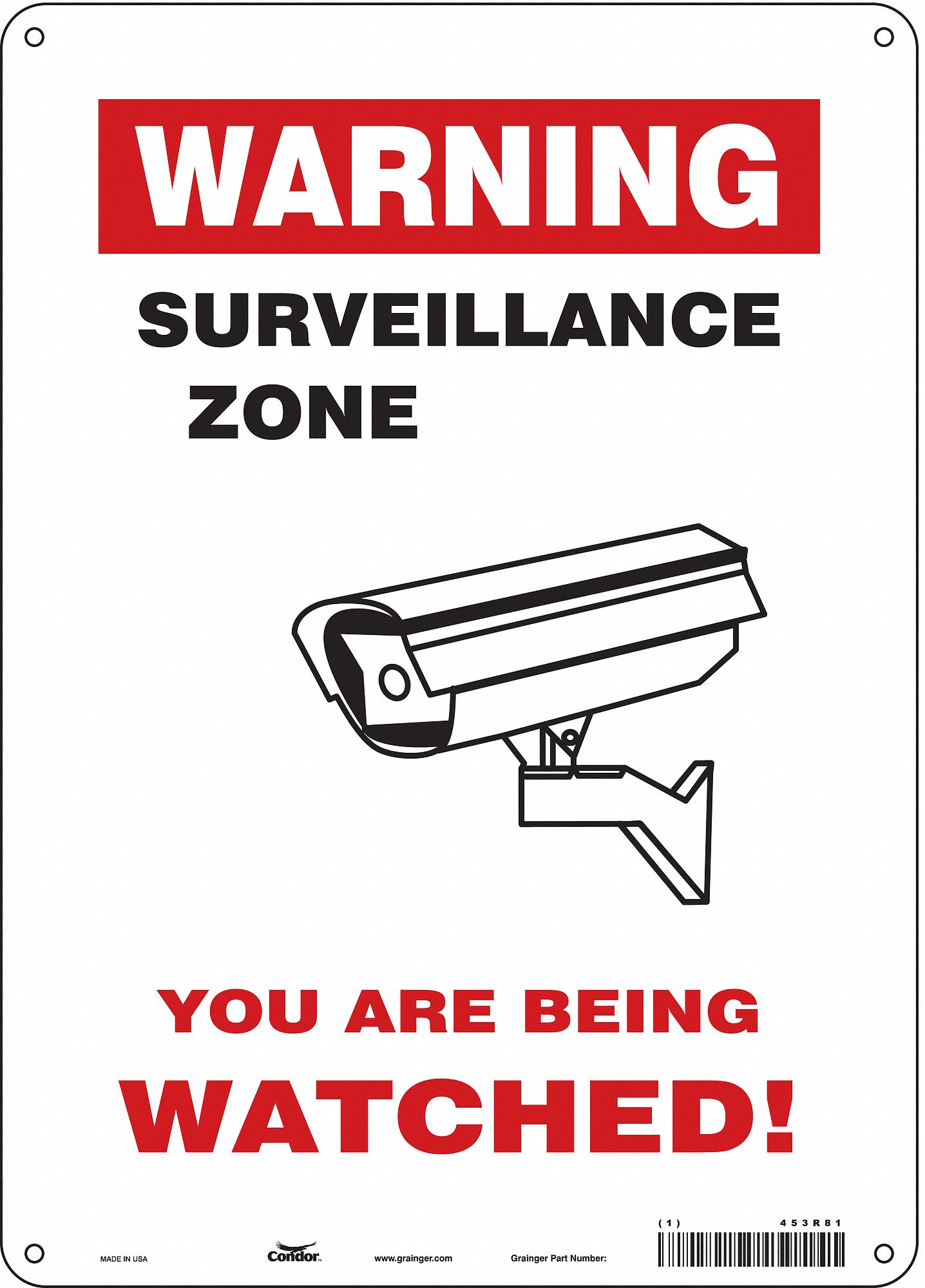 Safety Sign: Polyethylene, Mounting Holes Sign Mounting, 14 in x 10 in Nominal Sign Size, Warning