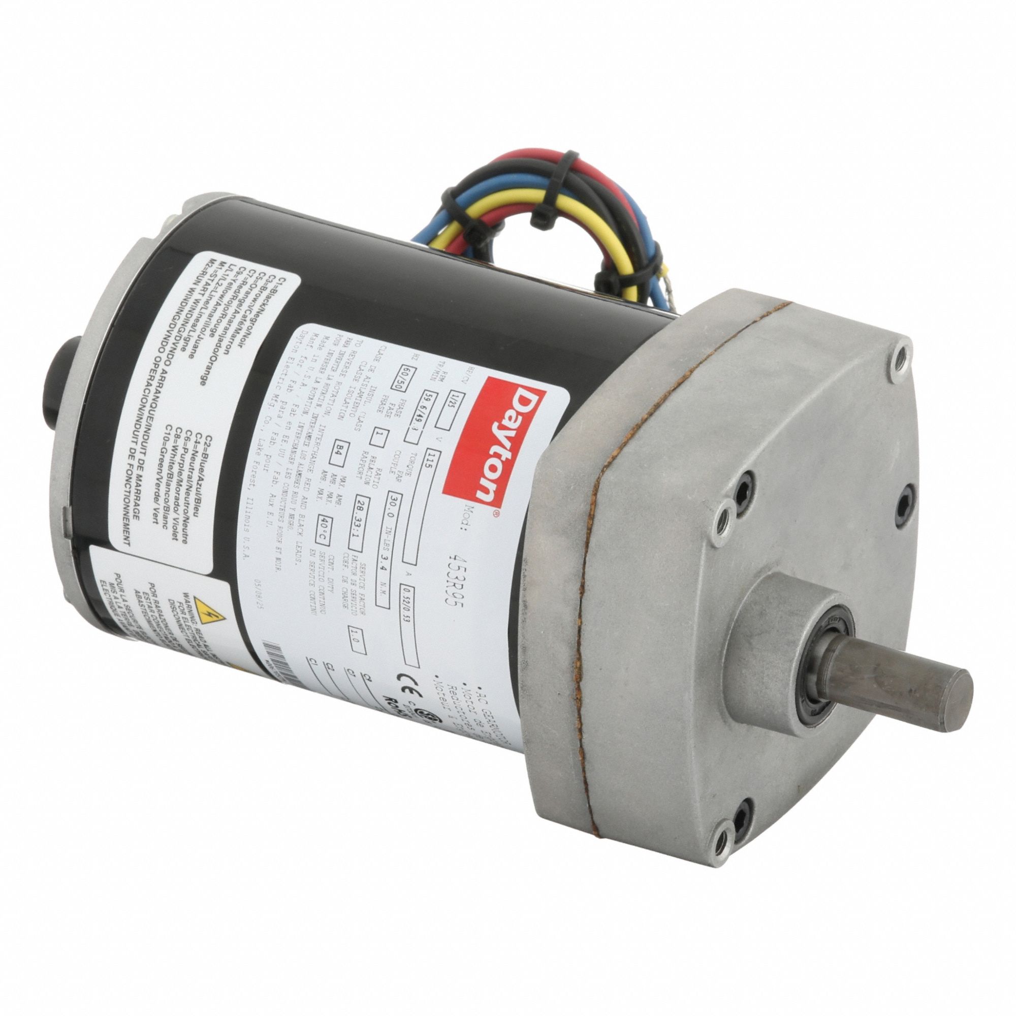 AC Gearmotor: Parallel, Single Output Shaft, PSC, TENV, 60 RPM, 30 in-lb Max Torque, 115V AC