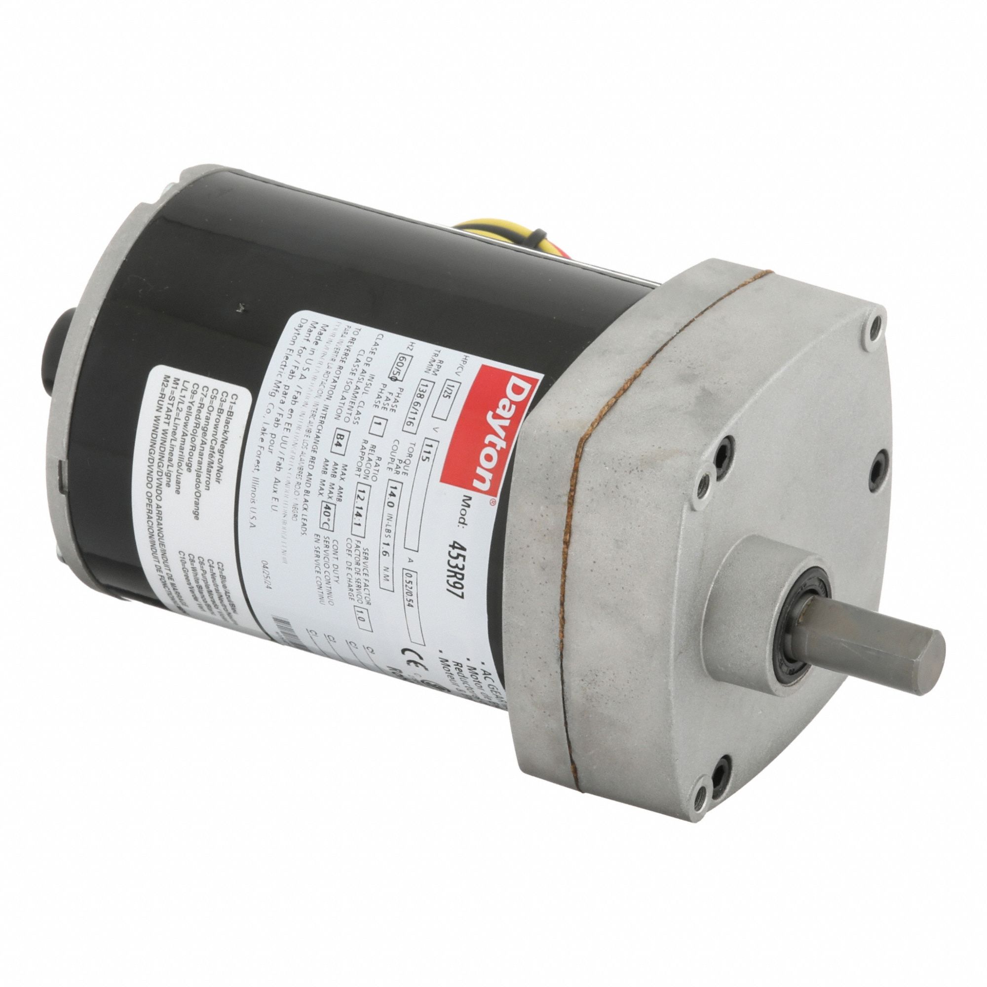 AC Gearmotor: Parallel, Single Output Shaft, PSC, TENV, 139 RPM, 14 in-lb Max Torque, 115V AC