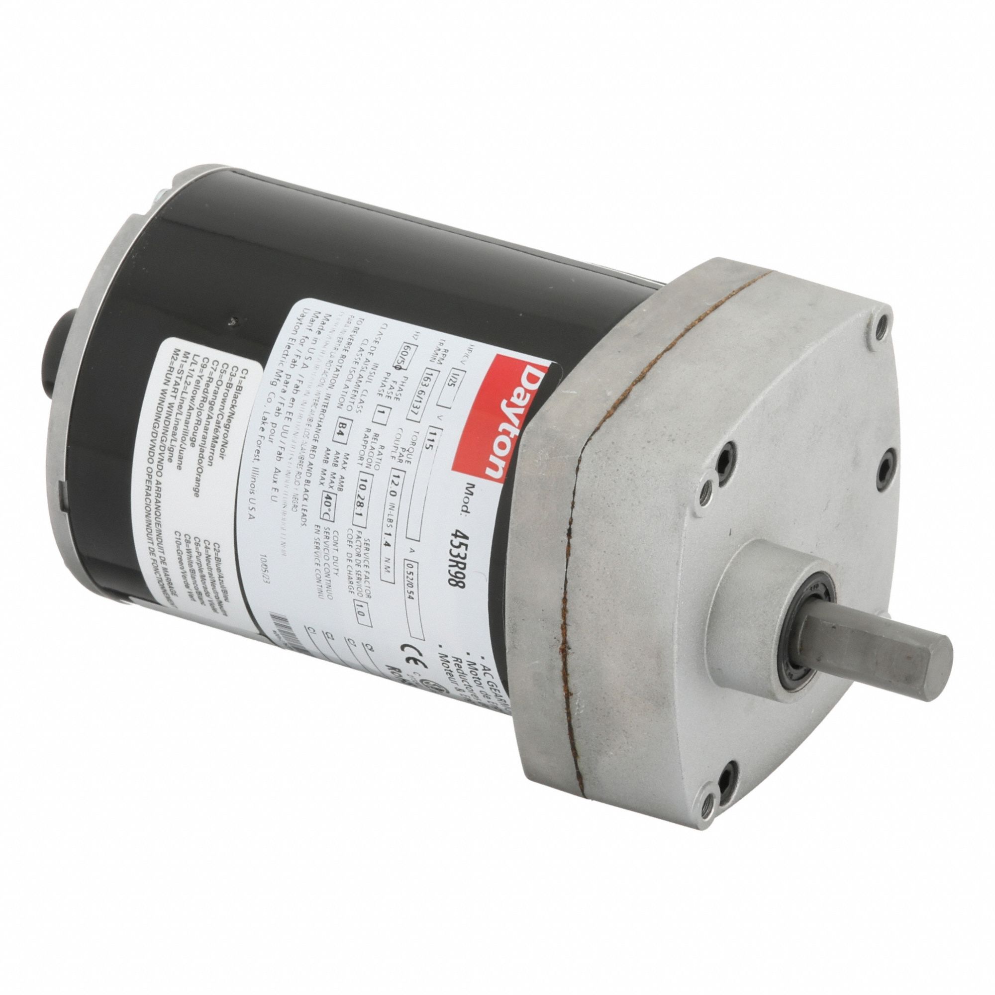 AC Gearmotor: Parallel, Single Output Shaft, PSC, TENV, 164 RPM, 12 in-lb Max Torque, 115V AC