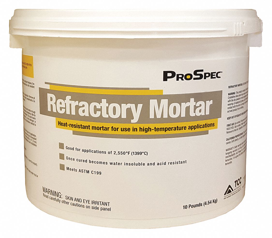 Refractory Mortar: Mortars and Patching Cements, Gray, 1 hr Starts to Harden, 0.5 cu ft