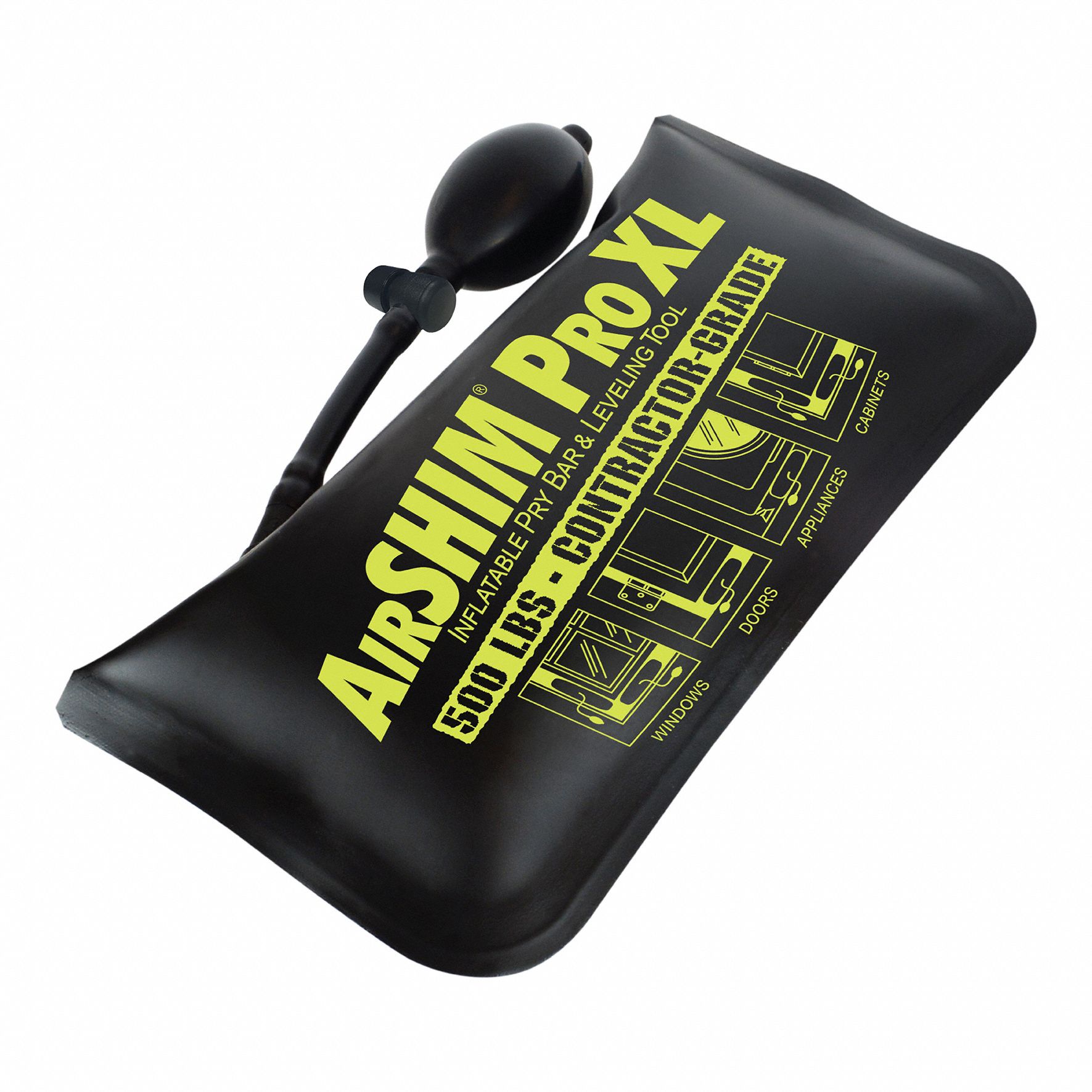 Air Wedge: 500 lb Max Load Capacity, 3/32 in Min Gap Size, 3 in Max Gap Size, 5 1/4 in Bag Wd