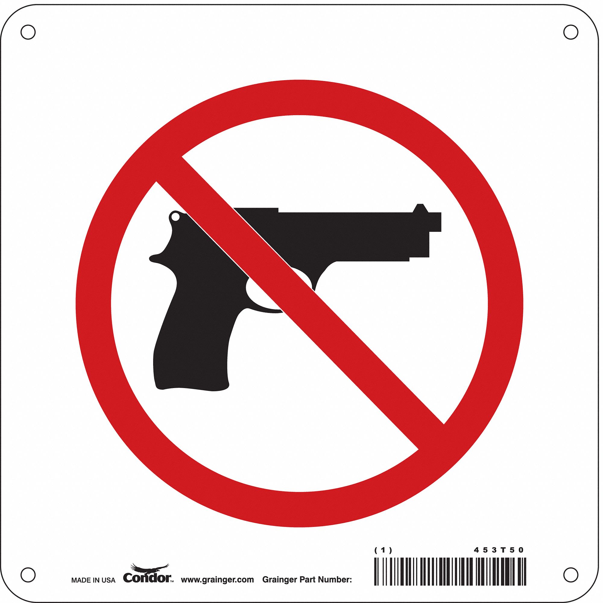 Safety Sign: Aluminum, Mounting Holes Sign Mounting, 8 in x 8 in Nominal Sign Size, 0.032 in Thick