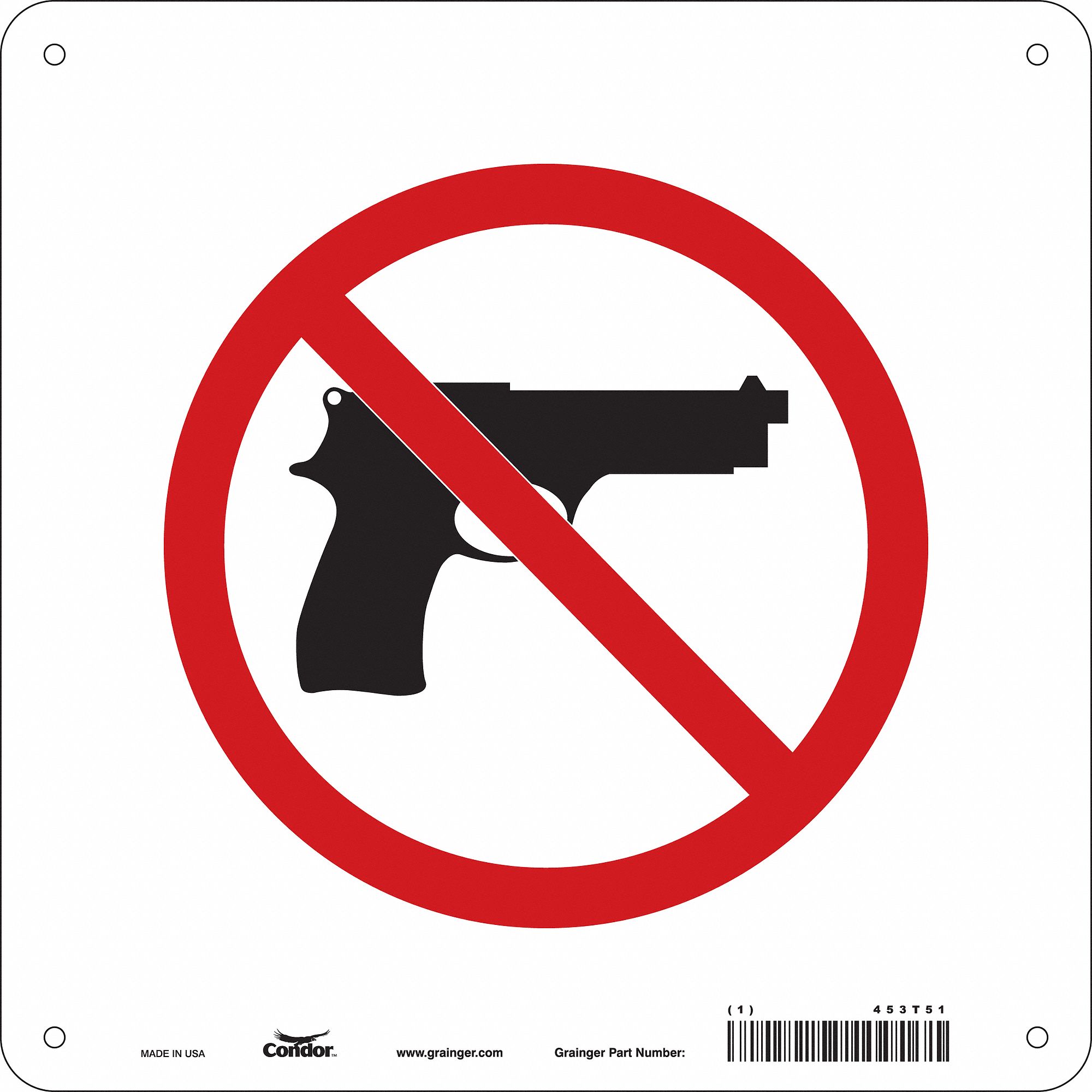 Safety Sign: Aluminum, Mounting Holes Sign Mounting, 10 in x 10 in Nominal Sign Size, 0.032 in Thick