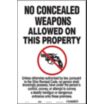 No Concealed Weapons Allowed On This Property Unless Otherwise Authorized By Law, Pursuant To The Ohio Revised Code Signs
