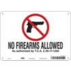No Firearms Allowed As Authorized By T.C.A. §39-17-1359 Signs