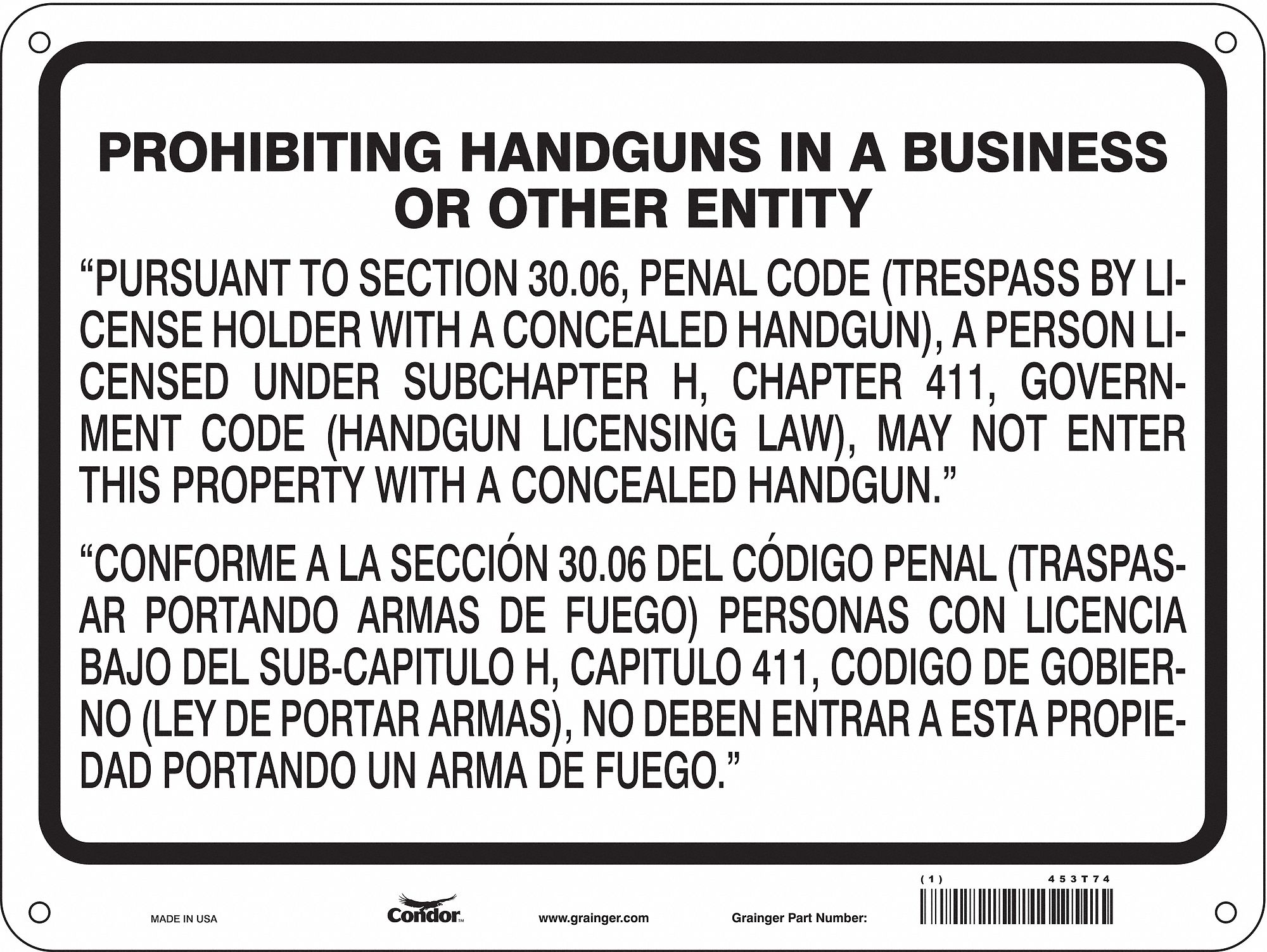 Safety Sign: Aluminum, Mounting Holes Sign Mounting, 18 in x 24 in Nominal Sign Size, 0.032 in Thick