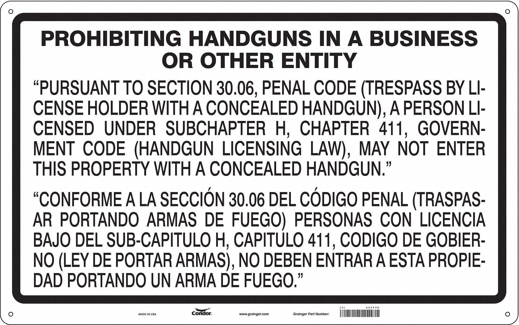 Safety Sign, 30 in x 48 in, Aluminum